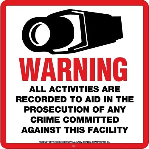 Maxwell STV-204-DI CCTV Warning Sign, 10.5"x10.5" Square Security Sign, Red and Black