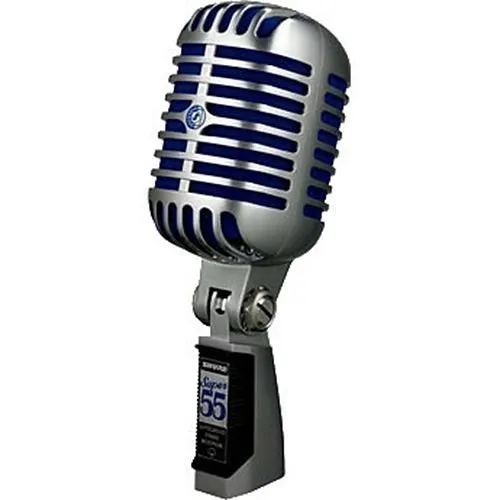 Shure SUPER 55 Supercardioid Dynamic Microphone, Chrome with Blue Foam