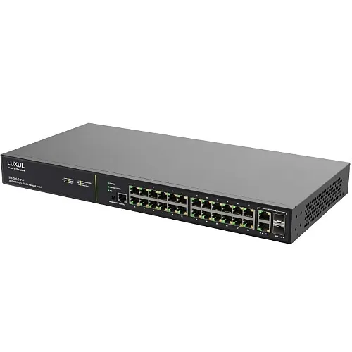 Luxul SW-505-24P-F 24 PoE+ 2 Combo RJ45/SFP Front-Facing Ports, 1Gb L2/L3 Managed Switch, US Power Cord