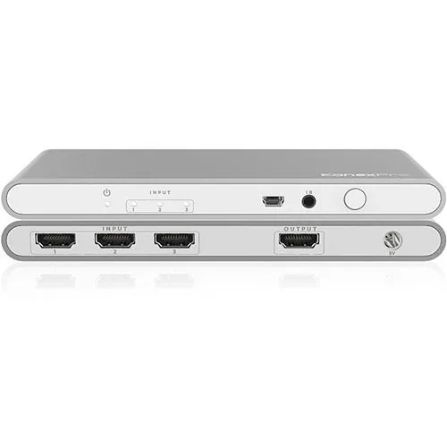 Kanex SW-HD20-3X14K 4K/60Hz High-Performance HDMI 3x1 Switcher, 1080p and 3D Resolutions, Silver