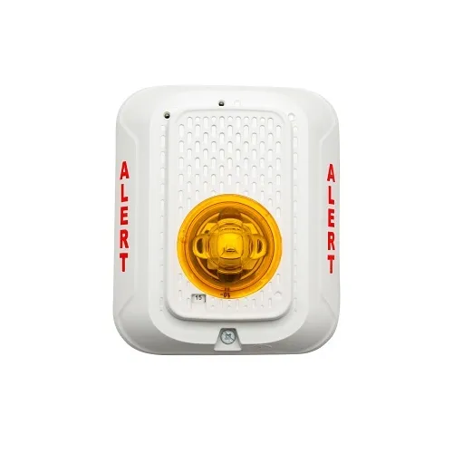 System Sensor SWLED-ALERT L-Series Wall-Mount Strobe with LED, "ALERT" Marking, Amber Lens, White