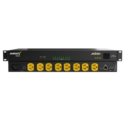 SurgeX SX-AP-129 Axess+ IP-Controlled PDU Surge Eliminator and Power Conditioner, 12A / 5-15P Input, 9-Outlet 5-15R, 1U, 120V