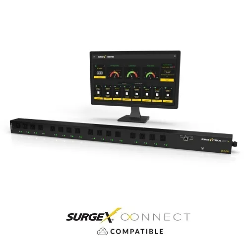 SurgeX SX-VS-1216 Vertical Series+ Smart Vertical PDU, 16-Outlet Configuration, 120V