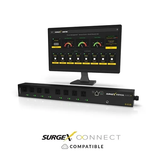 SurgeX SX-VS-128 Vertical Series+ Smart Vertical PDU, 8-Outlet Configuration, 120V