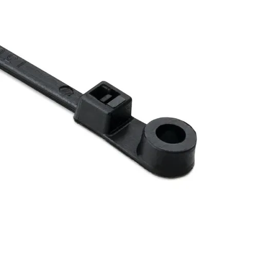 HellermannTyton T18MR0C2 Cable Tie and Strap, 4" Cable Tie with Mount Hole, Black