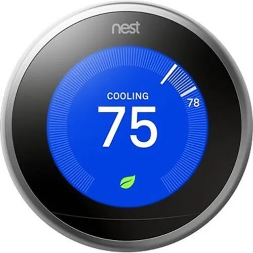 Google Nest Learning Wireless Smart Thermostat, 3rd Gen, Stainless-Steel (T3008US)