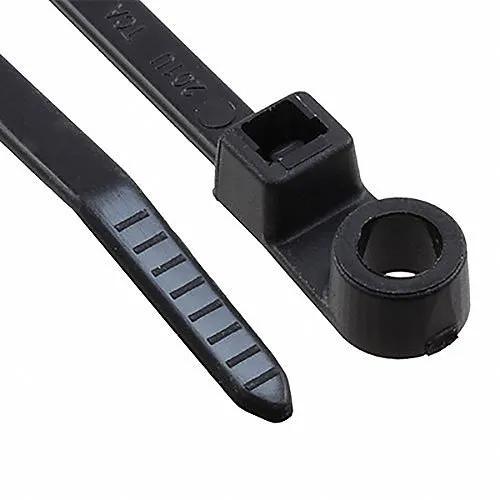 HellermannTyton T50MR0C2 1-Piece Cable Tie/Screw Mount, 8.5" Long, #10 Screw, 1.8" Max Bundle Dia, 50lb, PA66, 100-Pack, Black