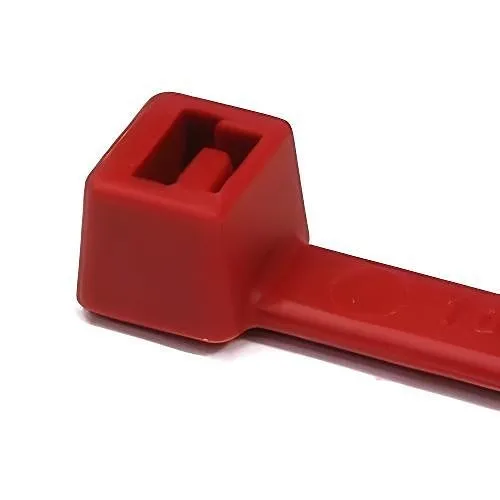 HellermannTyton T50R2C2 Cable Tie, 8" Long, UL Rated, 50lb Tensile Strength, PA66, 100/pkg, Red