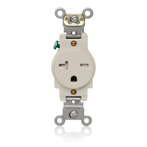 Leviton T5461-T Tamper-Resistant Single Receptacle, 20A 250V, Light Almond