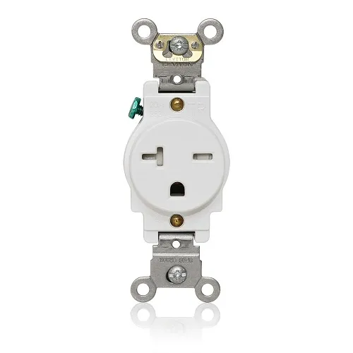Leviton T5461-W Tamper-Resistant Single Receptacle, 20A 250V, White