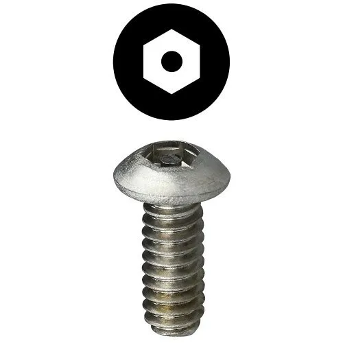 Dottie T63212HB #6-32 1/2" Hex Pin Button Head TamperProof Machine Screw, 100-Pack