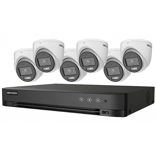 Hikvision T7208U2TA6C TurboHD ColorVu 5MP 7-Piece Kit, (6) DS-2CE70KF0T-MFS Turret Cameras, 2.8mm Lens, (1) iDS-7208HUHI-M1/S 8-Channel DVR, 2TB HDD