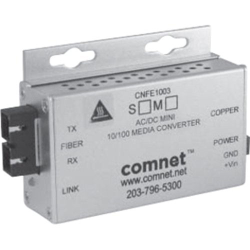 ComNet CNFE1002MAC1A-M Small Media Converter, A, ST Connector, AC/DC Power, Multimode, Fiber, 100Mbps