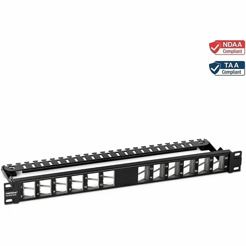 TRENDnet TC-KP24SA Blank Angled Keystone, Shielded Patch Panel, 24-Port, 1U