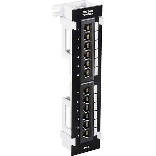TRENDnet TC-P12C6V 12-Port CAT6 Unshielded Wall Mount Patch Panel with 89D Bracket