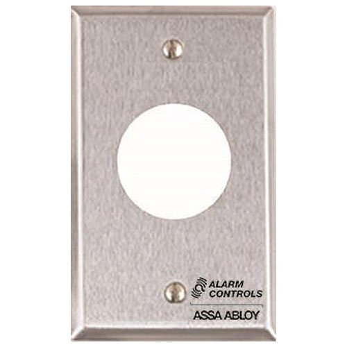 Alarm Controls RP-22 Remote Wall Plate with 1-1/8" Hole for Sonalert Audible Indicator, Single Gang, Stain Stainless Steel