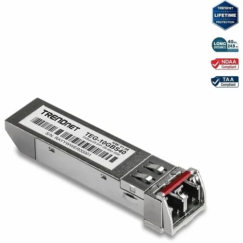TRENDnet TEG-10GBS40 10GBASE-ER SFP+ Single Mode LC Module 40 km (24.9 miles) with DDM