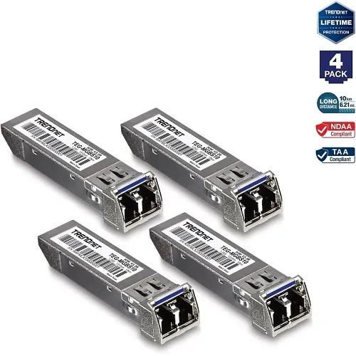 TRENDnet TEG-MGBS10/4 SFP Single Mode LC Module 10Km, 4-Pack