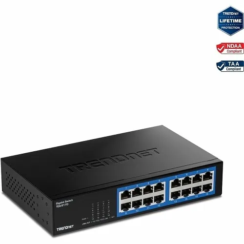 TRENDnet TEG-S17D 16-Port Gigabit Desktop Switch with Built-In Power Supply, 32Gbps