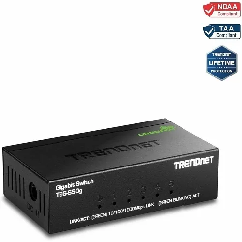 TRENDnet TEG-S50g 5-Port Gigabit GREENnet Mini Switch, 10 Gbps