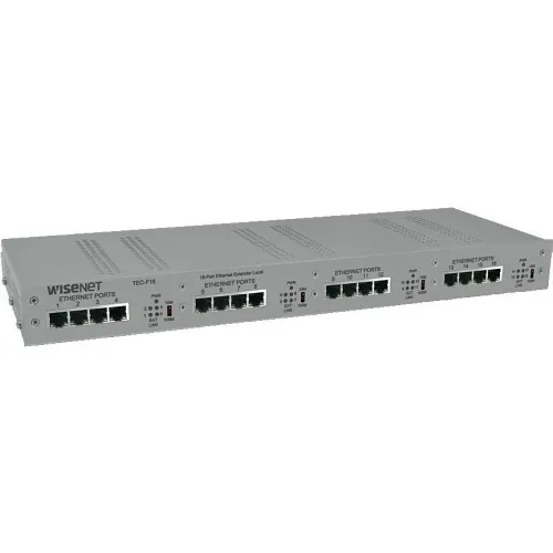 Hanwha Techwin TEU-F16 TEU-F Series 16 Channel Ethernet over UTP Extender With Pass-Through PoE