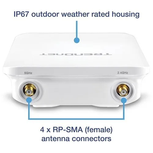 TRENDnet TEW-841APBO 5 dBi Wireless AC1300 Outdoor PoE+ Omni-Directional Access Point