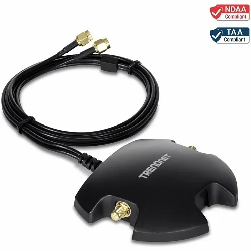 TRENDnet TEW-LB101 Magnetic Dual Antenna Mounting Base RP-SMA Female with RP-SMA Male Extension Cable, 3.3ft (1m)