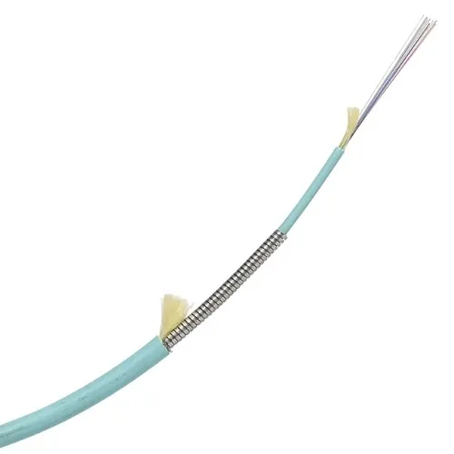 TiniFiber TF6-OM3-PLO-LCLC-400-1PE 6-Fiber LC to LC Fiber Optic Cable, OM3 900um Plenum Indoor Armored, 400m, Aqua