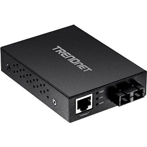 TRENDnet TFC‑FMSC 100Base‑T to 100Base‑FX Multi‑Mode SC Fiber Converter, 2km Range, Auto‑MDIX