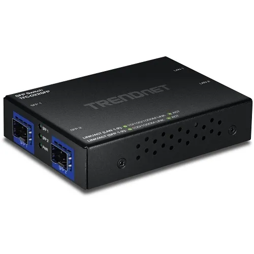 TRENDnet TFC-G22SFP 4-Port Gigabit Switch with 2 SFP Slots, 8Gbps Switching Capacity, Fanless Metal Housing, Wall Mountable