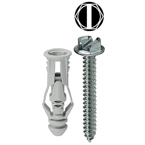 Dottie TG8KHX Anchor, #8 Grey TrIPle-Grip Anchor Kit with Hex Head Combo
