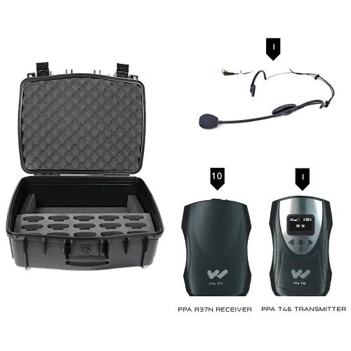 Williams AV TGS PRO 737 Single-Channel FM Tour Guide System, Includes (10) PPA R37N Receivers