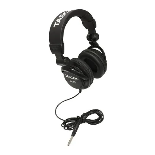 TASCAM TH-02-B Studio Grade Closed-Back Headphones, Black