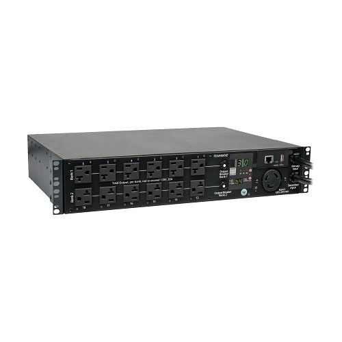 Eaton Tripp Lite PDUMH30ATNET 2U 30A Switched ATS PDU, 25 Outlets, Dual L5-30P Inputs, Network Interface, Black