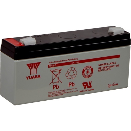 Yuasa NP36 6V, 3Ah Rechargeable SLA Battery, Terminals