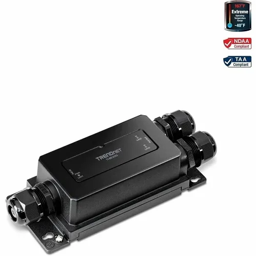 TRENDnet TI-BE200 2-Port Industrial Gigabit PoE++ Extender, Suitable for Both Indoor and Outdoor Use