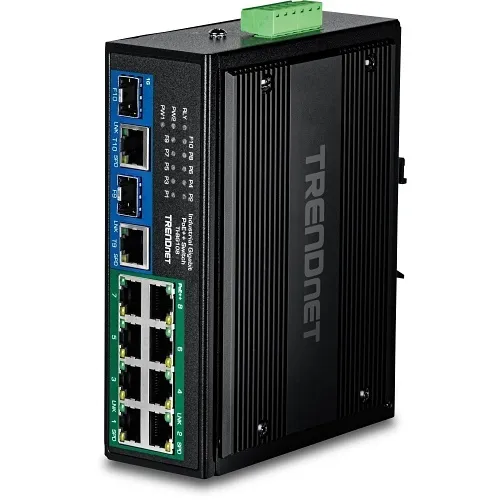 TRENDnet TI-BG108 10-Port Industrial Gigabit 400W PoE++ DIN-Rail Switch