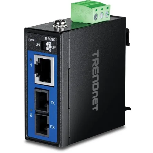 TRENDnet TI-FGSC Hardened Industrial 1000BASE-LX Multi-Mode SC Fiber Converter, Up to 1km (0.62 mi)