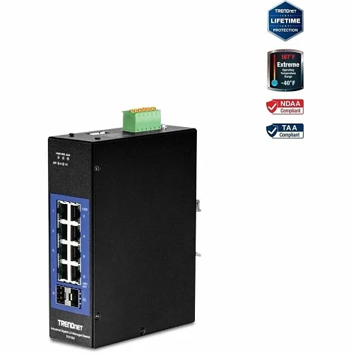 TRENDnet TI-G102I 10-Port Hardened Industrial Gigabit DIN-Rail Switch