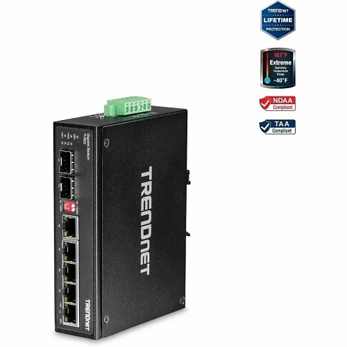 TRENDnet TI-G62 6-Port Hardened Industrial Gigabit DIN-Rail Switch