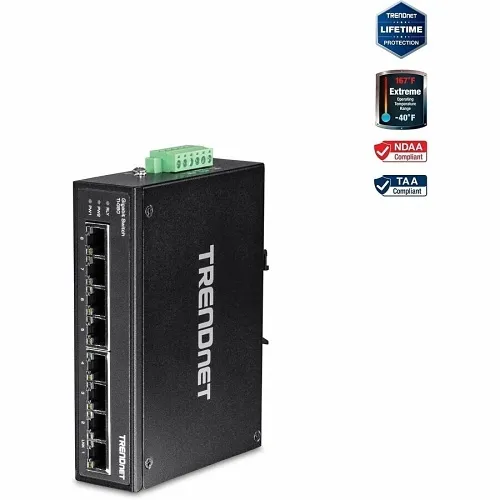 TRENDnet TI-G80 8-Port Hardened Industrial Gigabit DIN-Rail Switch