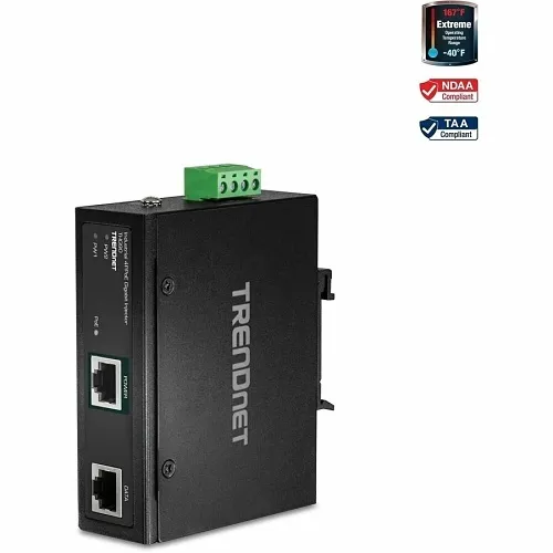 TRENDnet TI-IG90 Hardened Industrial 90W Gigabit PoE Injector, 4-Pair PoE