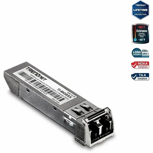 TRENDnet TI-MGBSX 1000BASE-SX Industrial SFP Multi-Mode LC Module, 550m, 1.25Gbps