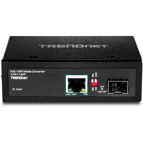 TRENDnet TI-PF11SFP Industrial SFP to Gigabit PoE+ Media Converter