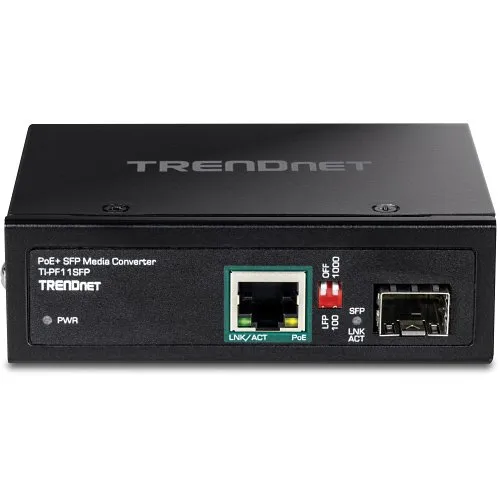 TRENDnet TI-PF11SFP Industrial SFP to Gigabit PoE+ Media Converter