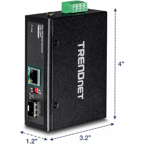 TRENDnet TI-PF11SFP Industrial SFP to Gigabit PoE+ Media Converter