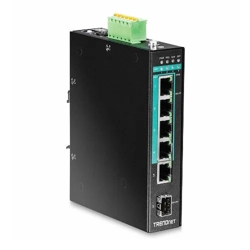 TRENDnet TI-PG541 5-Port Hardened Industrial Gigabit PoE+ DIN-Rail Switch
