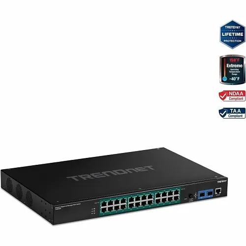 TRENDnet TI-RP262I 26-Port Industrial Gigabit L2 Managed PoE+ Rackmount Switch