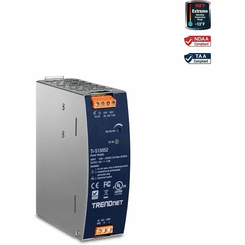 TRENDnet TI-S15052 AC to DC DIN-Rail Power Supply with PFC Function, 52VDC at 2.89A