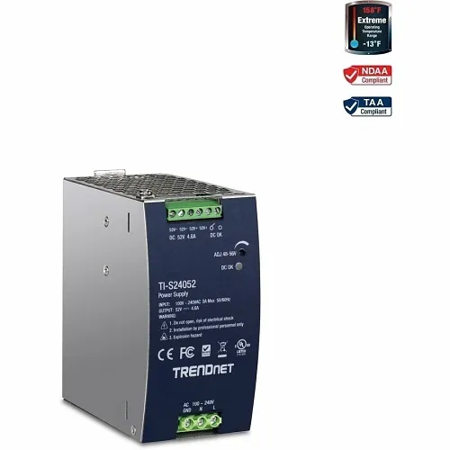 TRENDnet TI-S24052 AC to DC DIN-Rail Power Supply with PFC Function, 52VDC at 4.61A